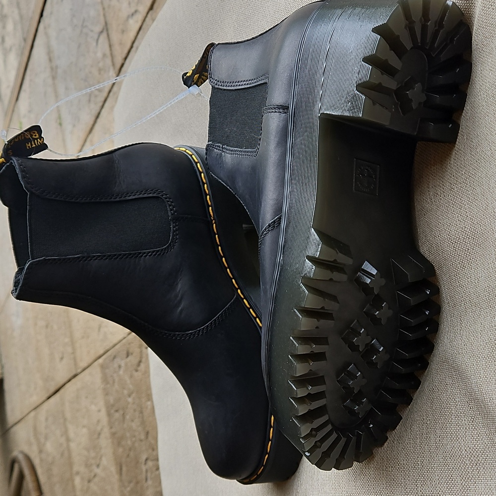 Dr. Martens Black Chelsea Boots with Yellow Accents - Picture 2 of 10